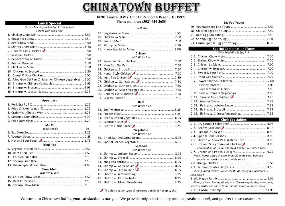 Chinatown Buffet & Grill Chicken Chow Mein.